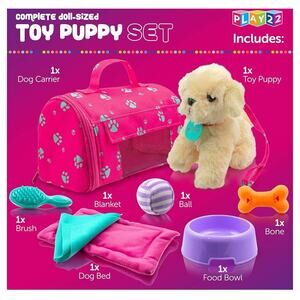 9pc Plush Puppy Doll Set Sized For 18”dolls Extra Bonus Dog Included NEW